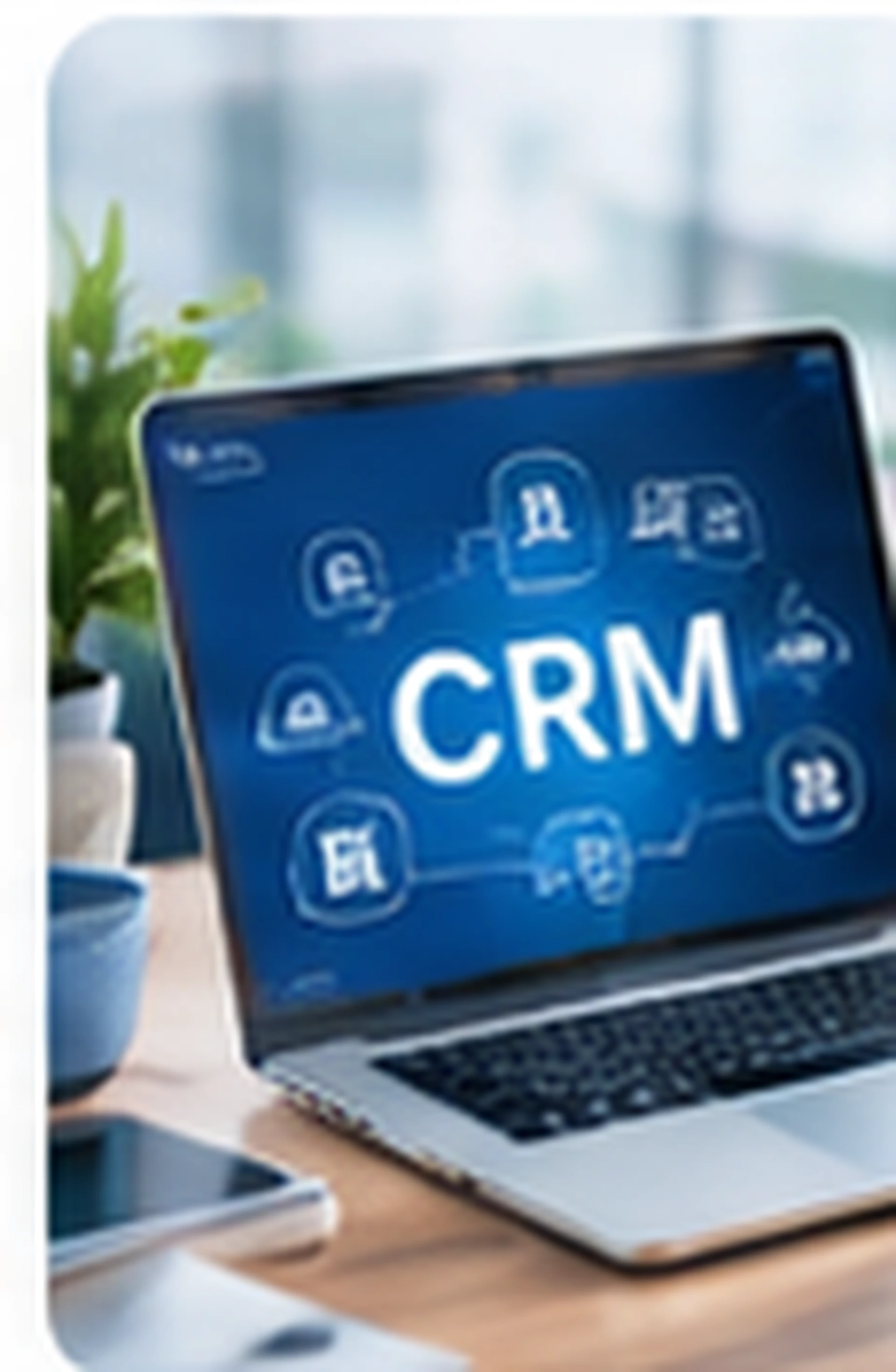 Laptop displaying a CRM concept dashboard